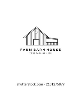 line art barn house logo vector simple design illustration