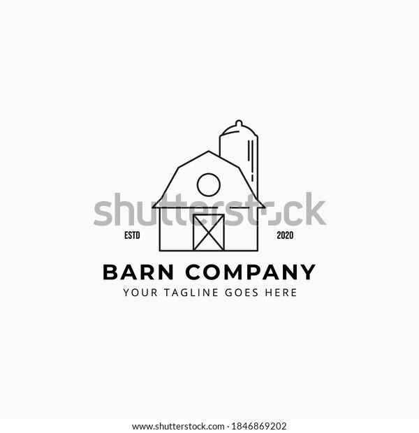 Line Art Barn Silo Minimalist Logo Stock Vector (royalty Free 