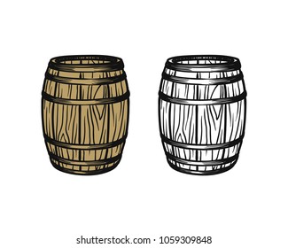 Line Art Barrel Hand Drawn Symbol Logo Vector Set