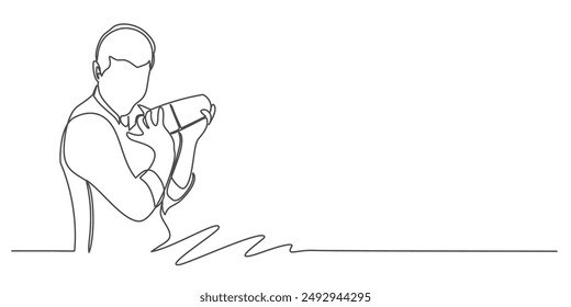 line art of bartender makes a cocktail Vector eps