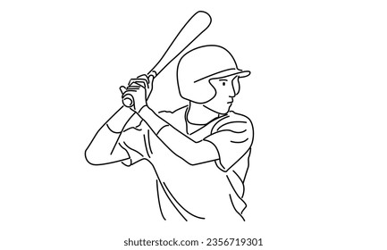 line art of baseball player vector illustration