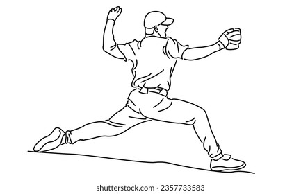 line art of baseball player vector illustration