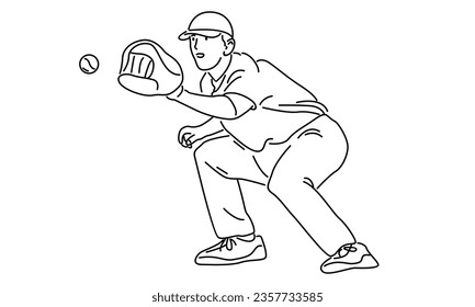 line art of baseball player vector illustration