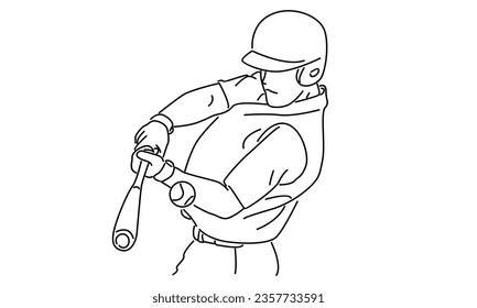line art of baseball player vector illustration