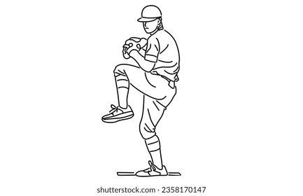 line art of baseball player vector illustration