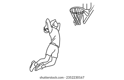 Arte de la línea del jugador de baloncesto