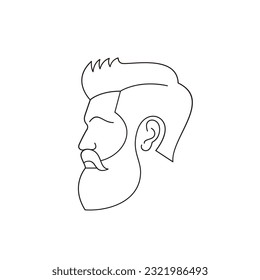 Line Art Bearded Men, Barbershop Logo Design Vector Illustration