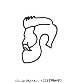 Line Art Bearded Men, Barbershop Logo Design Vector Illustration