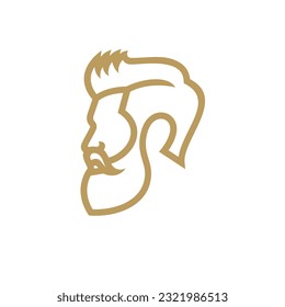 Hombres con barba de lino de arte, Ilustración vectorial con logotipo de barbershop