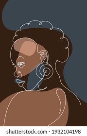 Line art  Beautiful black woman  Racial justice  People color  Black lives matter  Flat Vector Illustration 