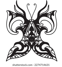 the line art beautiful of butterfly