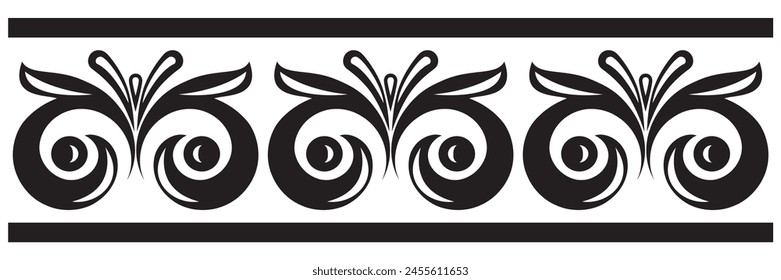 Line art of beautiful carved decorative ornament. Seamless border illustration.
