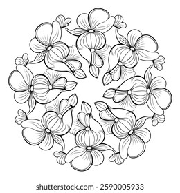 A line art beautiful mandala design illustration of a coloring page 