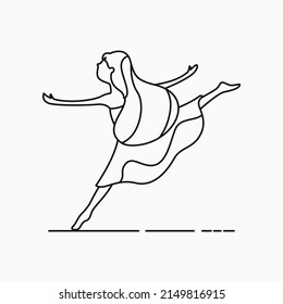line art beautiful woman ballet illustration. suitable for logo, symbol, icon and coloring