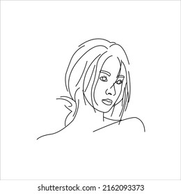 line art of a beautiful woman with her hair in a pigtail