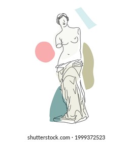 Line art beautiful woman statue illustration.