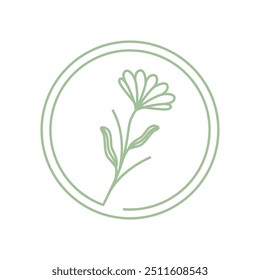 line art beauty flower feminine logo design vector