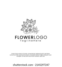 line art beauty flower logo. inspiration logo design. template vector illustration. isolated on white background
