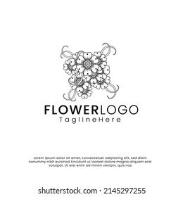 line art beauty flower logo. inspiration logo design. template vector illustration. isolated on white background