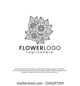 line art beauty flower logo. inspiration logo design. template vector illustration. isolated on white background