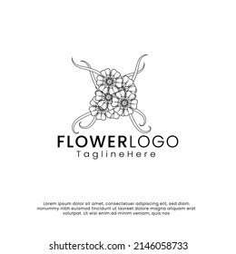 line art beauty flower logo. inspiration logo design. template vector illustration. isolated on white background