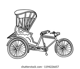 line art Becak