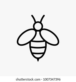 Line art bee icon vector