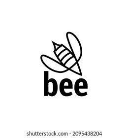 line art bee, line bee logo design