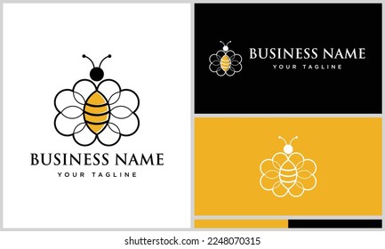 line art bee logo design