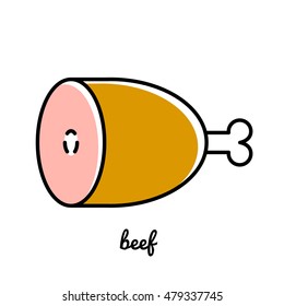 Line art beef icon. Isolated vector illustrations. Infographic element