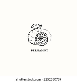 Line art bergamot fruit drawing