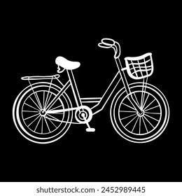 Line art of bicycle on black background 