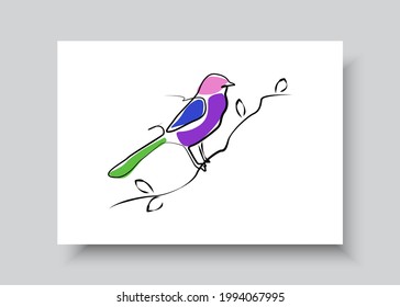 Line art of bird. Abstract hand drawn vector illustration. Abstract animal Art design for print, home decor, cover, wallpaper, Minimal and natural wall art posters