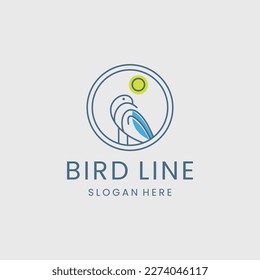 diseño de ilustración vectorial de círculo de aves de arte de línea, símbolo de icono de pájaro minimalista.