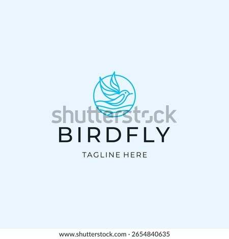 Line art bird fly logo design. minimal animal icon illustration vector