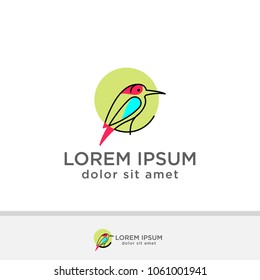 line art bird leaf logo vector icon template download monoline color line art outline