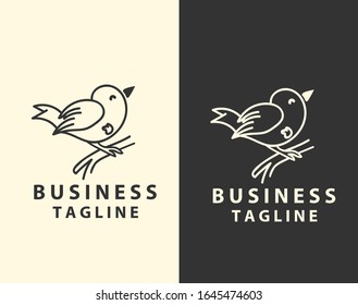 Line art bird logo design template graphics