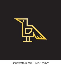Logo-Design der Linie art bird in goldener Farbe