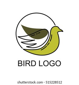 Line art bird logo design template