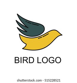 Line art bird logo design template