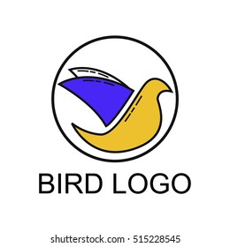 Line art bird logo design template