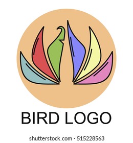 Line art bird logo design template