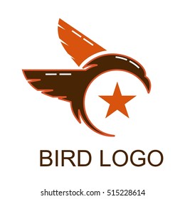Line art bird logo design template