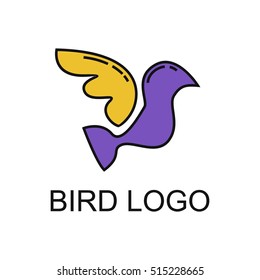 Line art bird logo design template