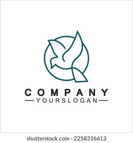 Símbolo de icono de pájaro de arte de línea logotipo de ilustración de vector diseño de pájaro minimalista