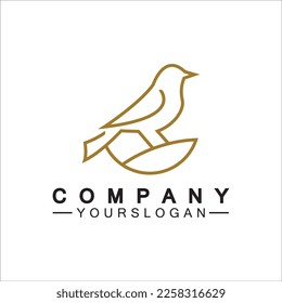 Símbolo de icono de pájaro de arte de línea logotipo de ilustración de vector diseño de pájaro minimalista