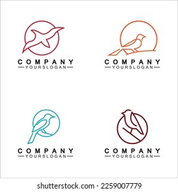 Line art bird logo vector illustration design  minimalist bird icon symbol