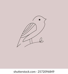 line art bird logo vector illustration design, simple beautiful bird logo design