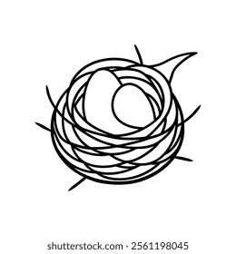 "Line Art Bird Nest Vector Illustration"