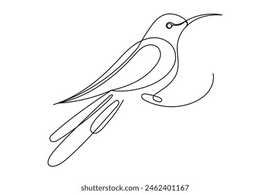 Line Art Bird Silhouette. One Continuous Simple Bird Mascot Logo Icon. Black Outline Bird Isolated on White Background. Editable Vector Thin Curve Stroke Illustration Design. 